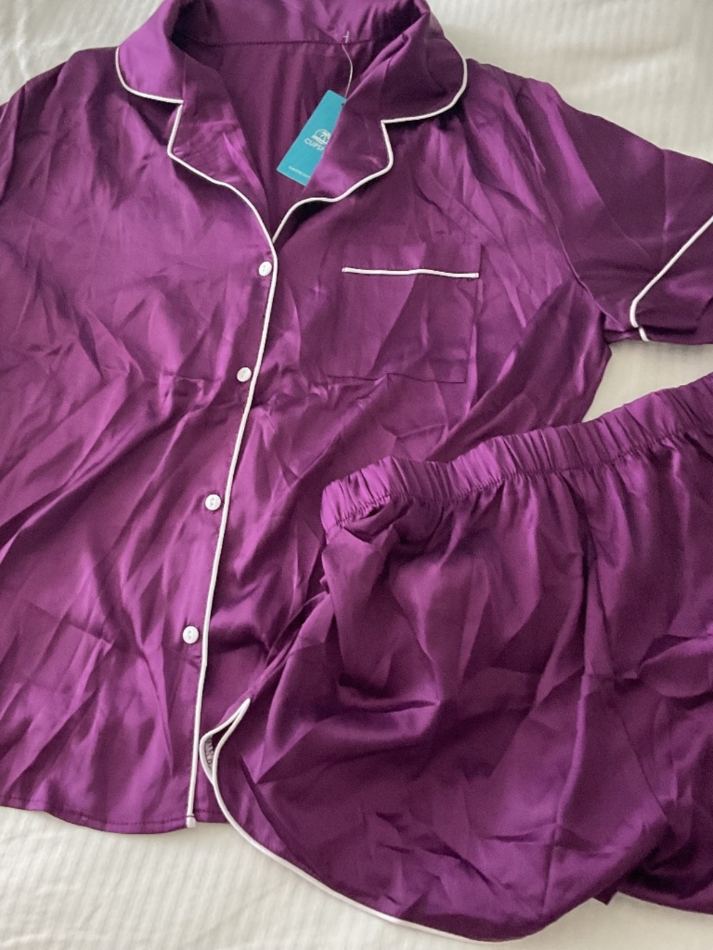 NWT Cupshe wine with white pipping pajamas lg